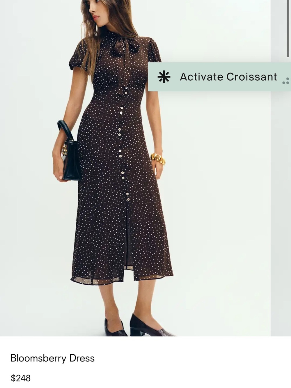 Reformation Black Polka Dot Midi Dress - Picture 5 of 6
